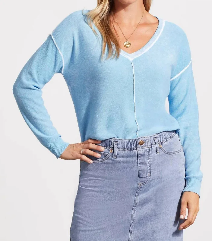 Retro Prints Lightweight Cotton Sweater In Azure Blue