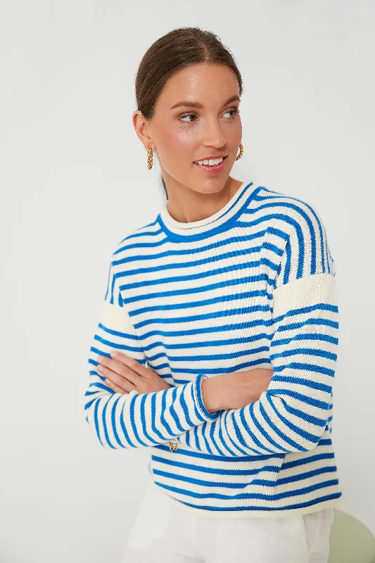 Effortless Elegance Ultramarine and Ivory Mariner Roll Neck