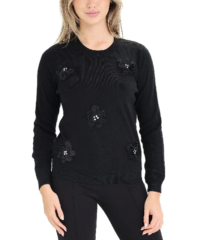 Stunning Fashion Sweater w/ 3D Flowers & Rhinestones