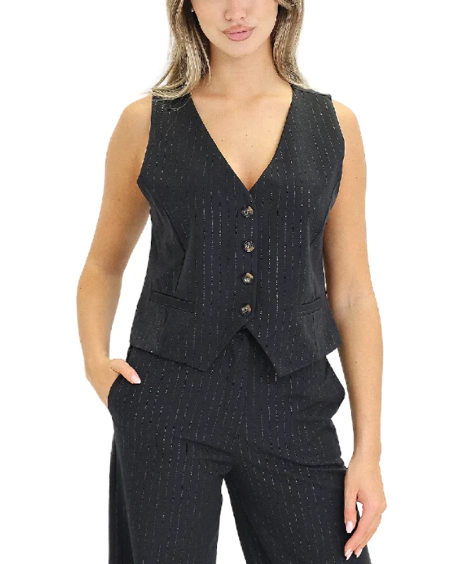 Celebrity Style Silver Pinstripe Vest