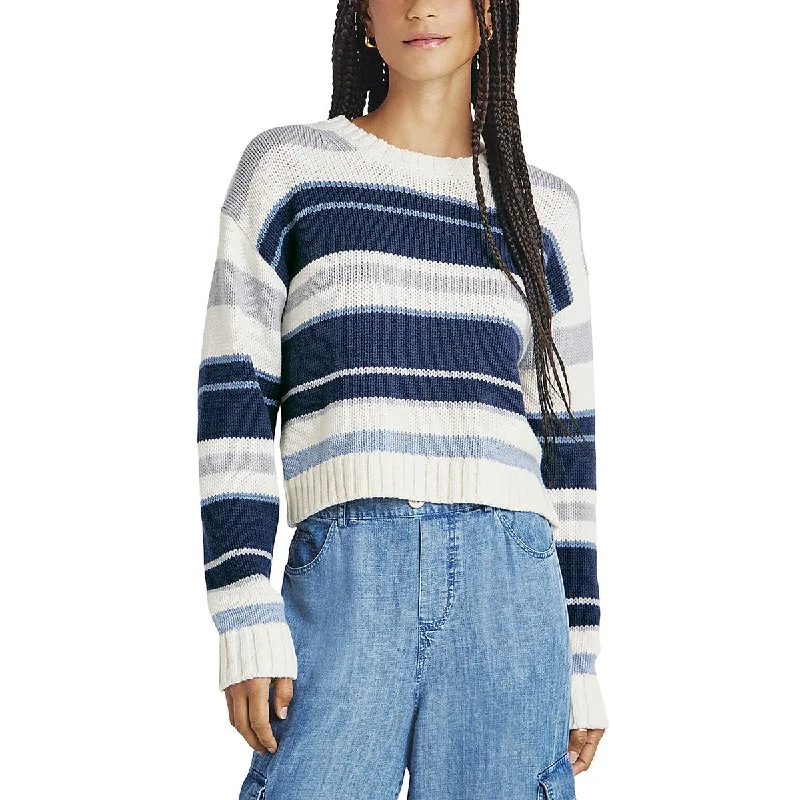 Soft Textures Splendid Womens Ribbed Trim Striped Crewneck Sweater