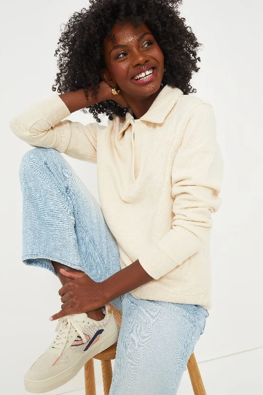 Fashionable Inner Wear Oatmeal Heather Polo Popover Shirt