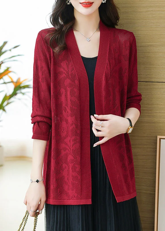 Fashion Wear Mulberry Hollow Out Cozy Knit Cardigans Summer
