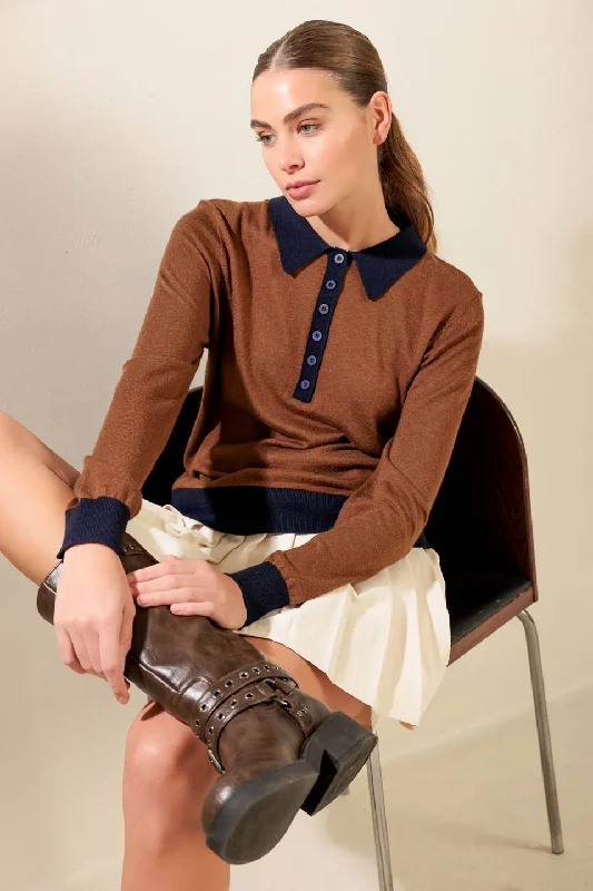 Everyday Outfits HIDDEN REFLECTIONS SWEATER POLO TOP