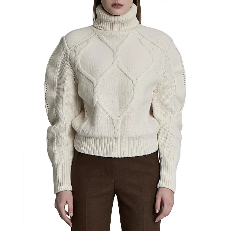 Fashionable Items Lvir Womens Volume Cable Knit Ribbed Trim Turtleneck Sweater