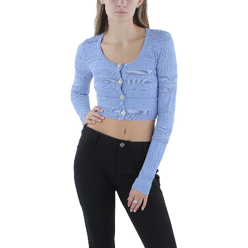 Comfy Layers Guess Womens Flirt Cropped Button-Up Cardigan Sweater