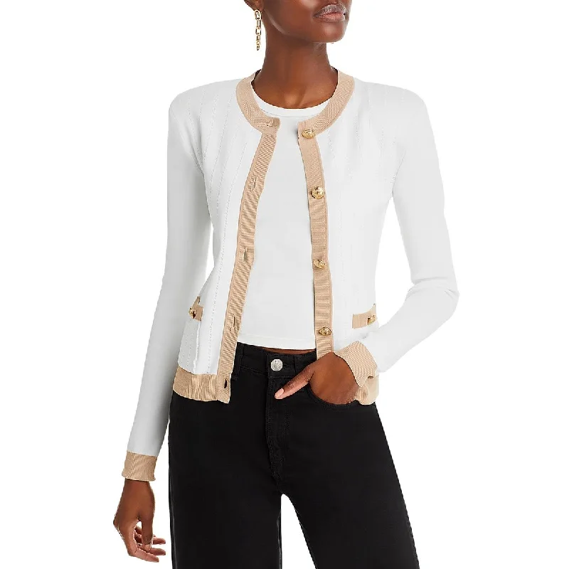 Sexy Fun L'Agence Womens Leon Ribbed Embellished Cardigan Sweater