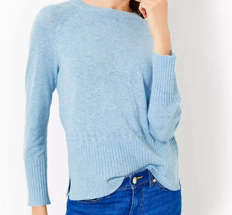 Playful Style Salima Sweater In Heathered Bonaire Blue