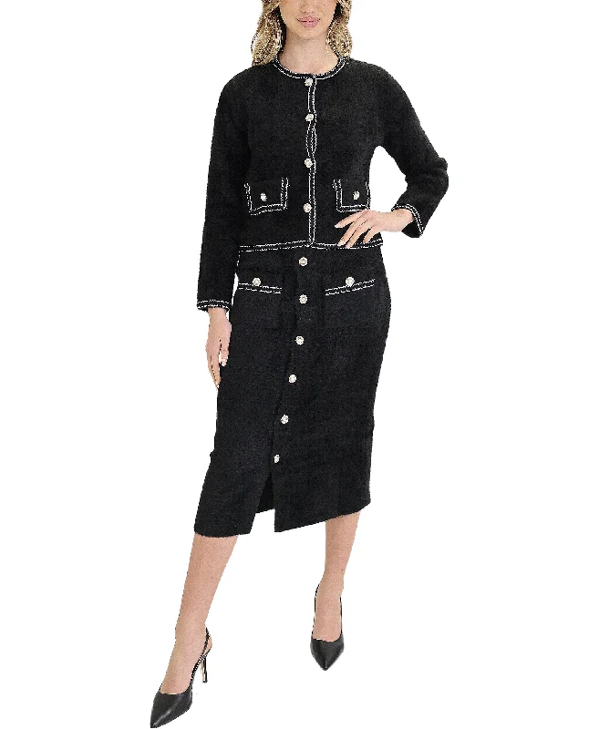 Trendy Layers Cardigan Sweater & Skirt Set- 2 Pc Set