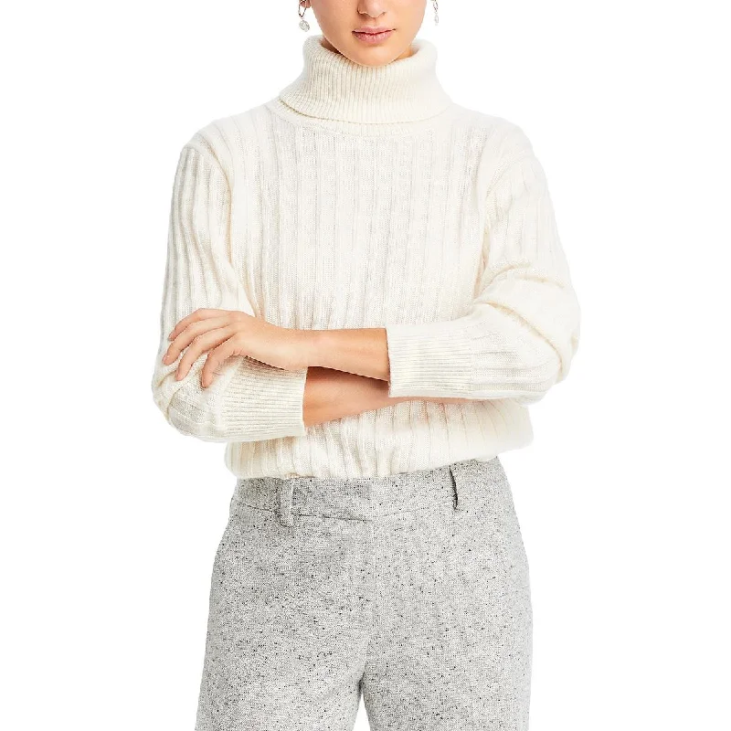 Trendy Layers Lafayette 148 New York Womens Ribbed Long Sleeve Turtleneck Sweater