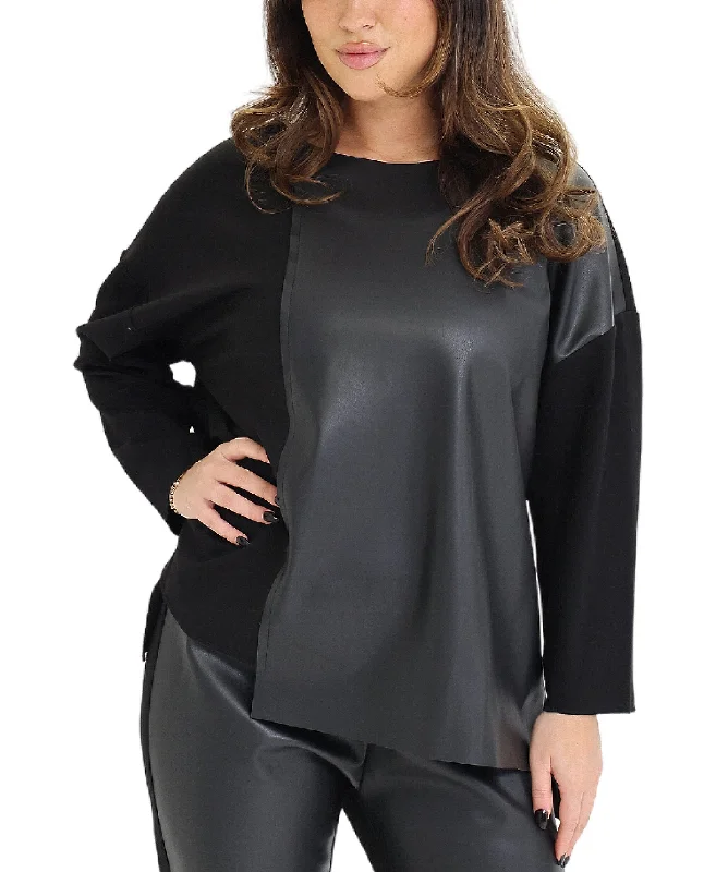 Sporty Wear Faux Leather Combo Top
