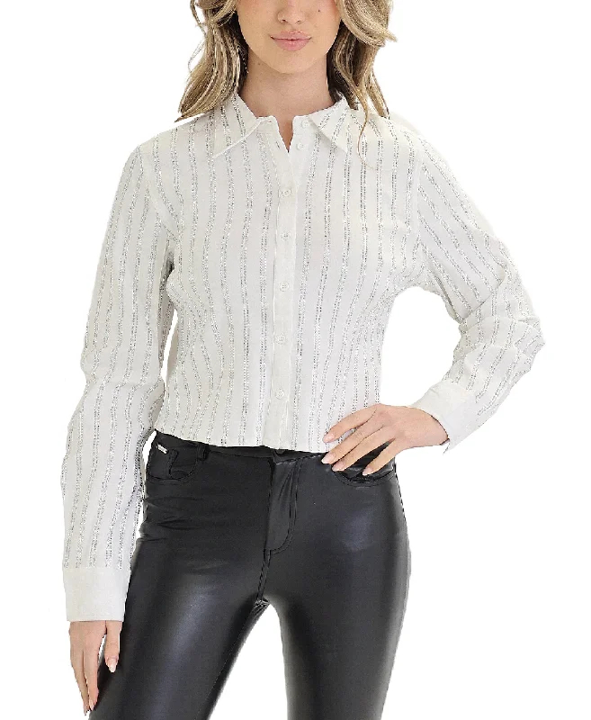 Layered Comfort Crystal Striped Blouse