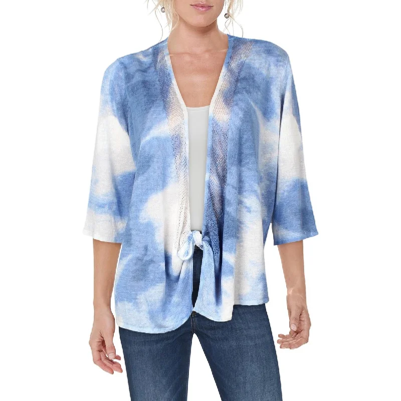 Luxe Comfort Alfani Womens Plus Drapey Printed Cardigan Sweater