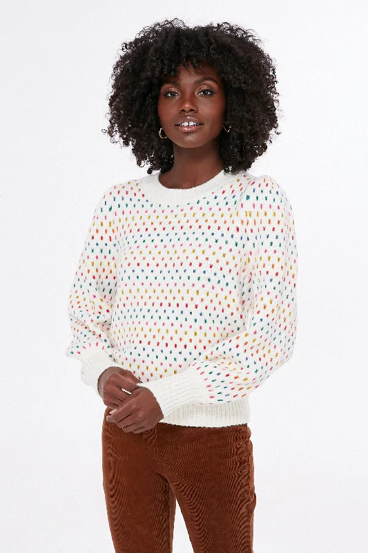 Casual Fit Wear Rainbow Puff Sleeve Crewneck