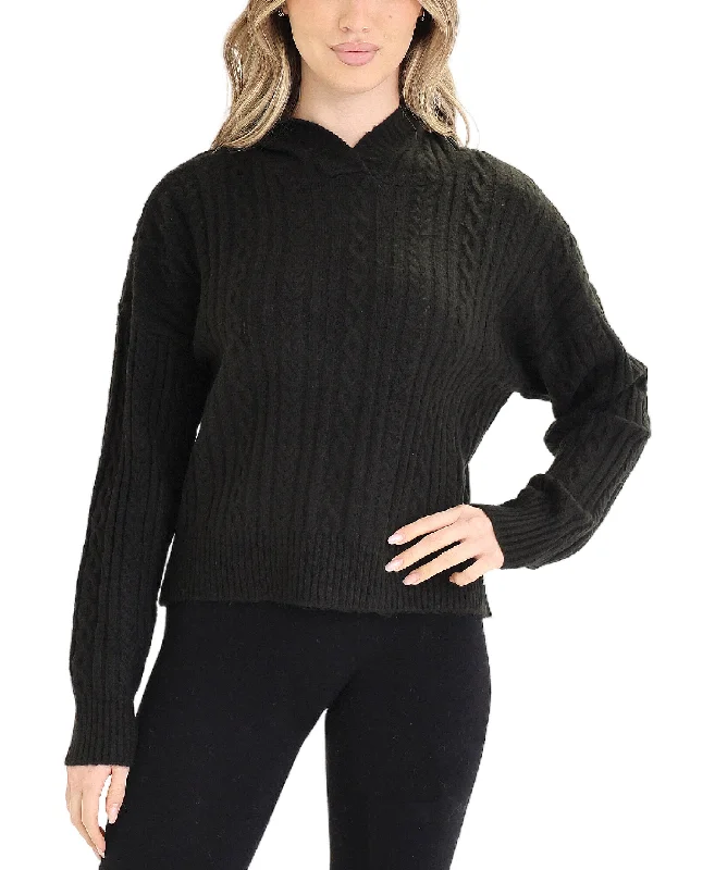 Knitted Design Cable Knit Hoodie Sweater