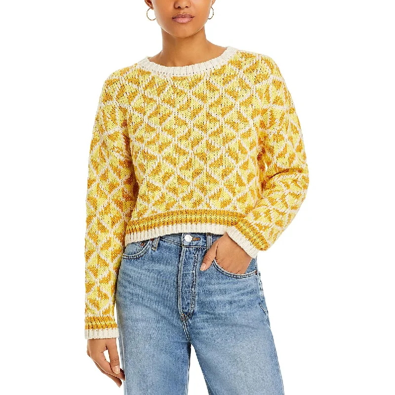 Layered Comfort Mother Womens The Itsy Knit Crewneck Crop Sweater