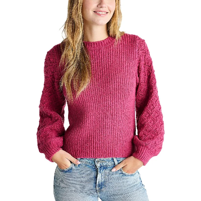 French Retro Splendid Womens Connie Open Stitch Long Sleeve Crewneck Sweater