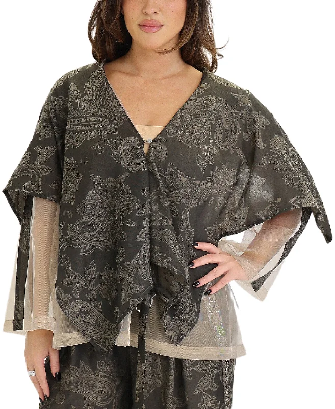 Versatile Style Printed Jacket w/ Sequins
