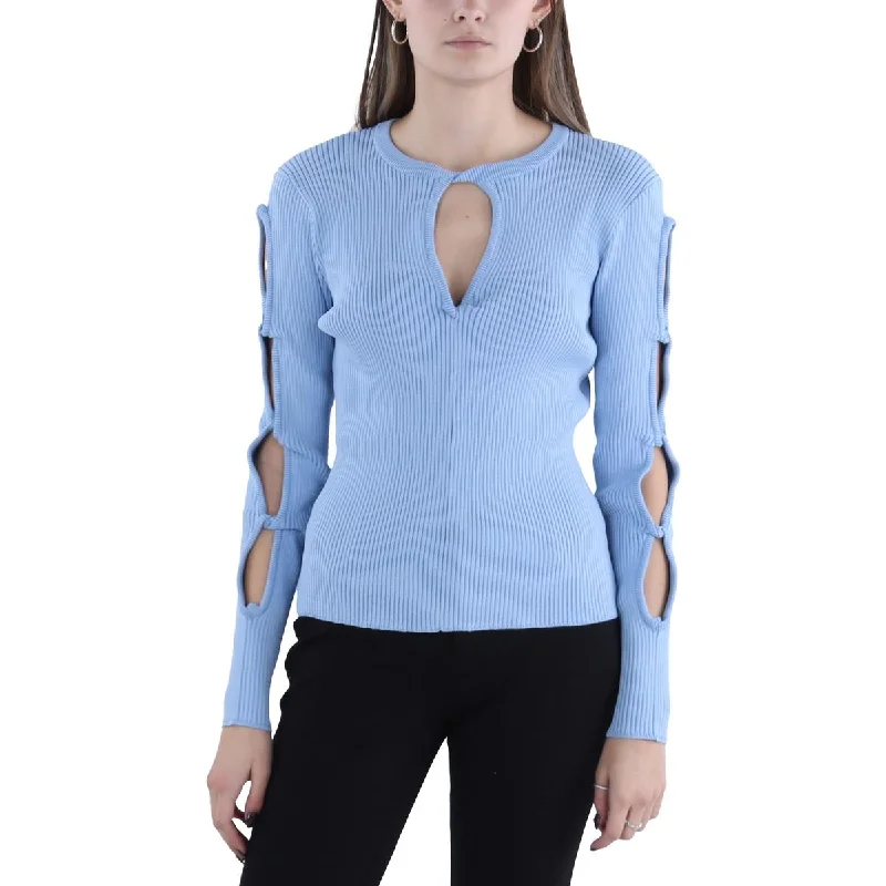 Cozy Outfit BCBGMAXAZRIA Womens Ribbed Cut-out Pullover Sweater