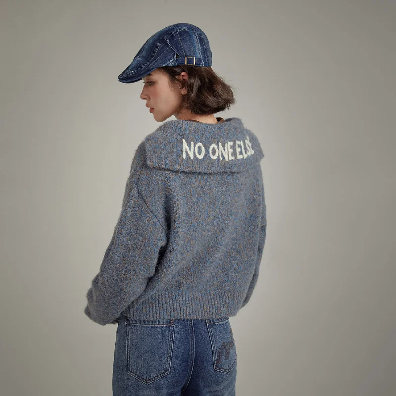Classic Style Open Big Collar Knit Sweater