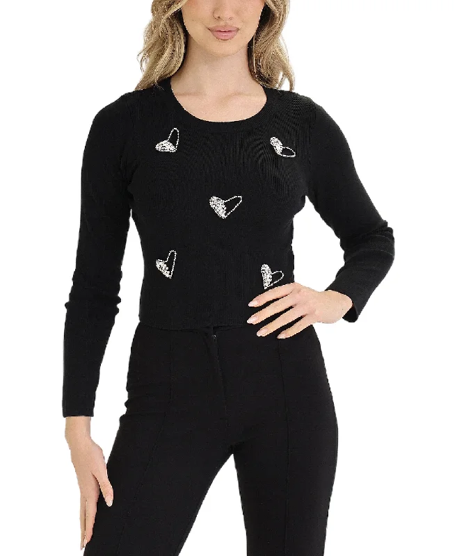 Simple Elegance Top w/ Rhinestone Hearts