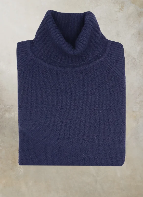 Cool Summer Men's Bolzano Raglan Turtleneck Sweater in Navy
