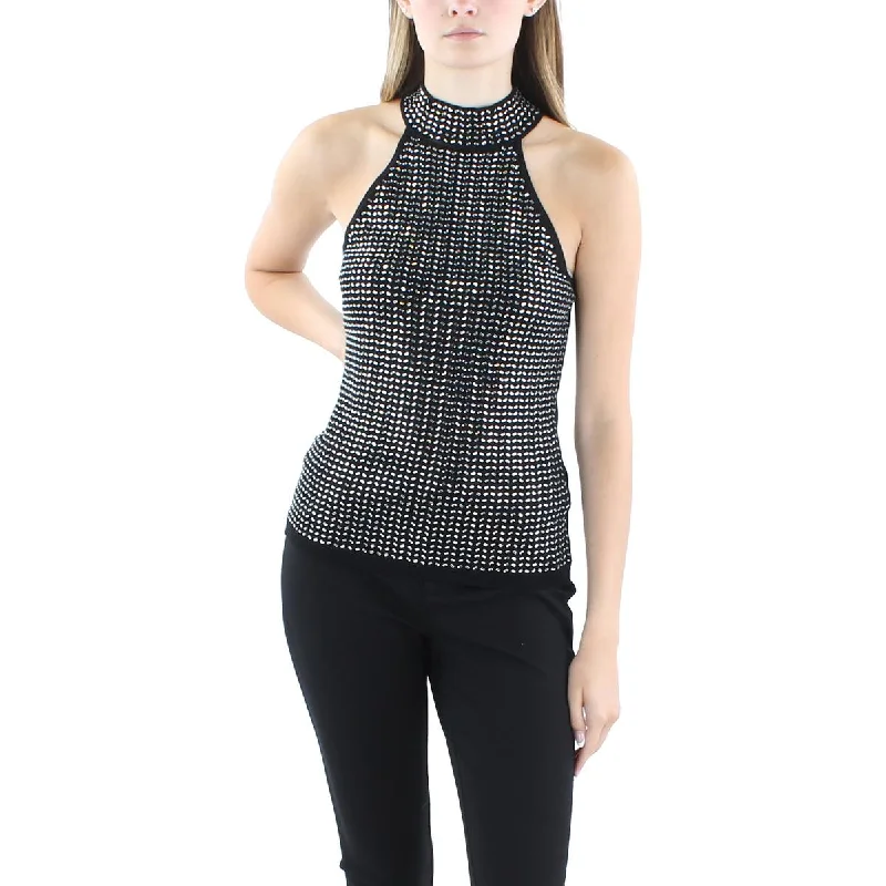 Celebrity Style Guess Womens Celeste Halter Embellished Tank Top Sweater