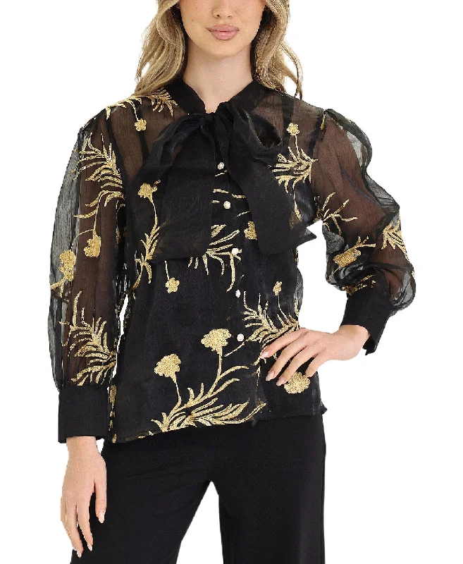 Fashion Pioneer Chiffon Blouse w/ Embroidery