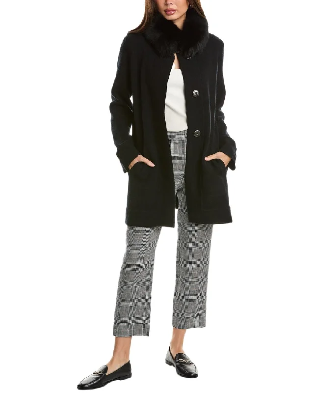 Weekend Style Forte Cashmere Swing Wool & Cashmere-Blend Cardigan