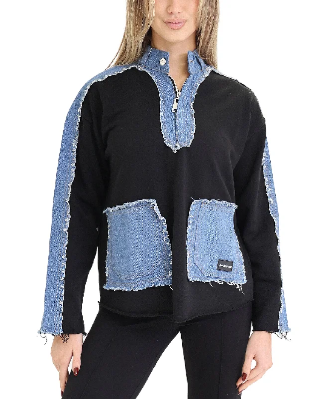 Stylish Comfort Fleece & Denim Combo Top