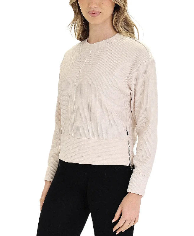 Slim Fit Ribbed Top w/ Zipper Detail