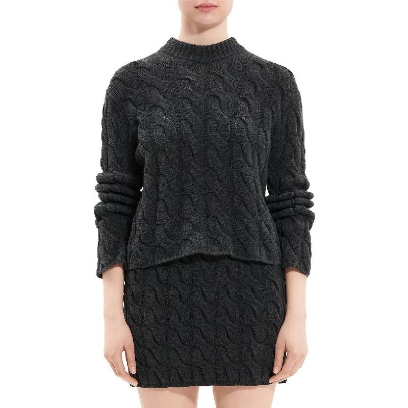 Free And Casual Theory Womens Cable Knit Ribbed Trim Pullover Sweater