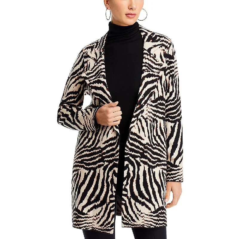 Retro Design Liverpool Los Angeles Womens Open Front Animal Print Cardigan Sweater