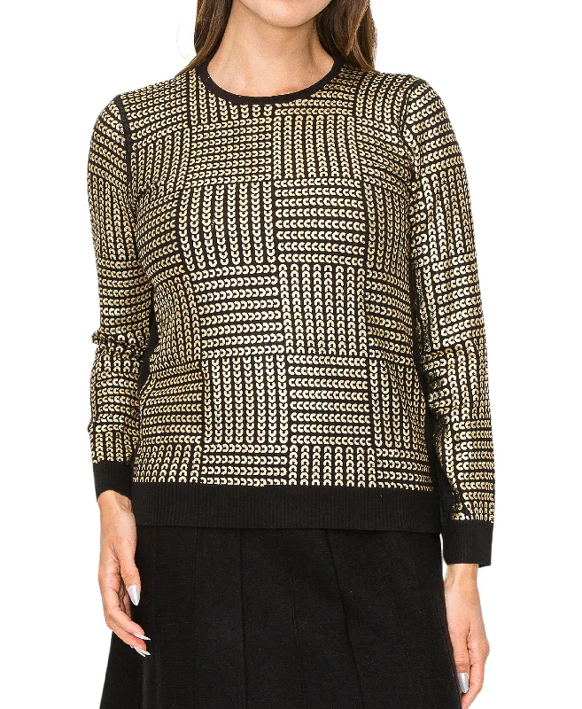 Sports Design Sweater w/ Metallic Print