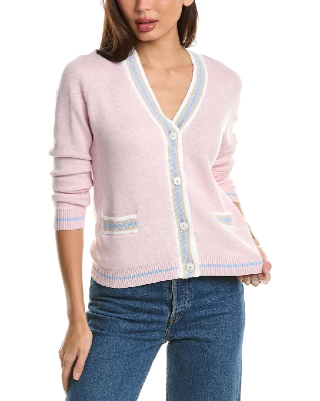 Comfortable Outfits Forte Cashmere Tipped V-Neck Cashmere-Blend Cardigan