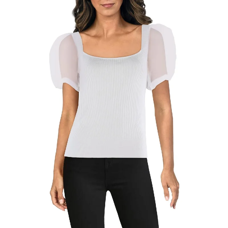 Breezy Style French Connection Womens Krista Square Neck Ribbed Crop Sweater