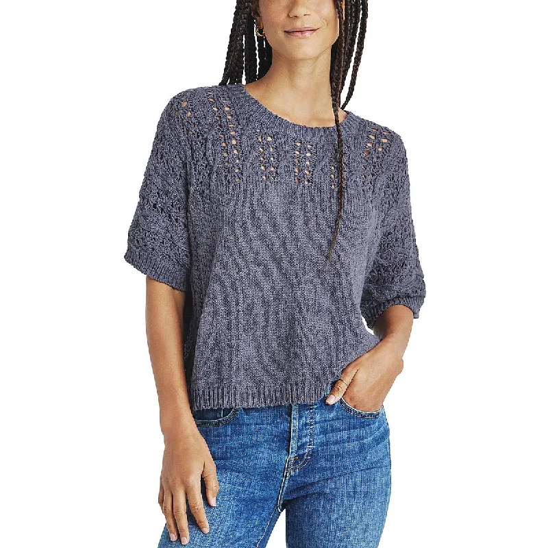 Comfortable Tops Splendid Womens Knit Ribbed Trim Pullover Sweater