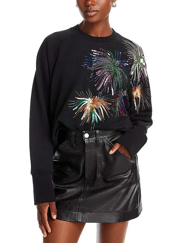 Everyday Chic Womens Embellished Crewneck Sweatshirt
