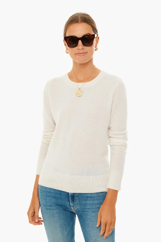 Soft Casuals Soft White Cashmere Classic Crewneck Sweater
