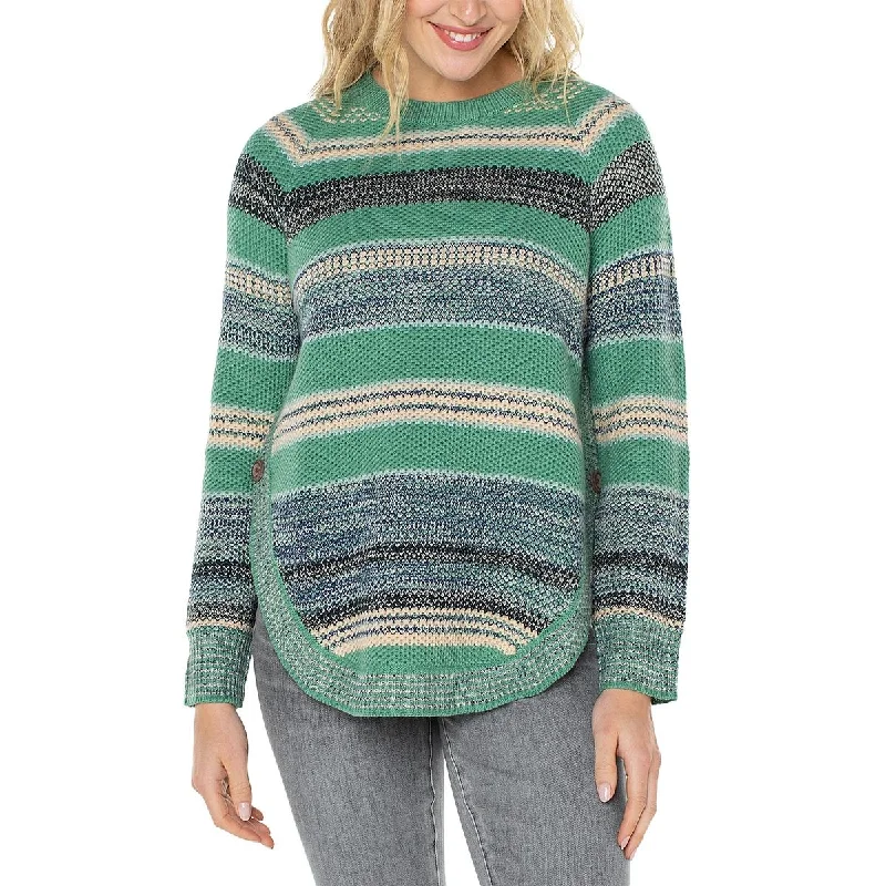 Goddess Style Liverpool Womens Striped Raglan Sleeve Pullover Sweater