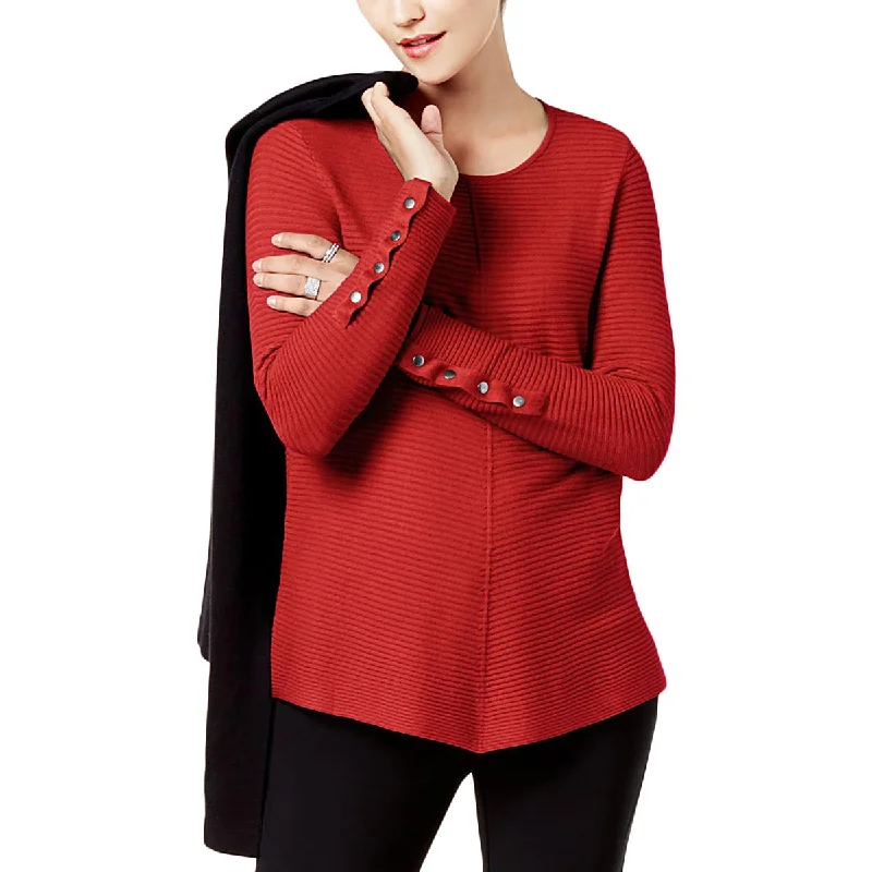 Comfortable Fashion Looks Alfani Womens Ribbed Jewel Neck Pullover Sweater