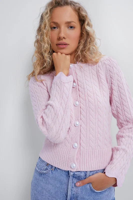 Personalized Wear Blush Cable Knit Cardigan