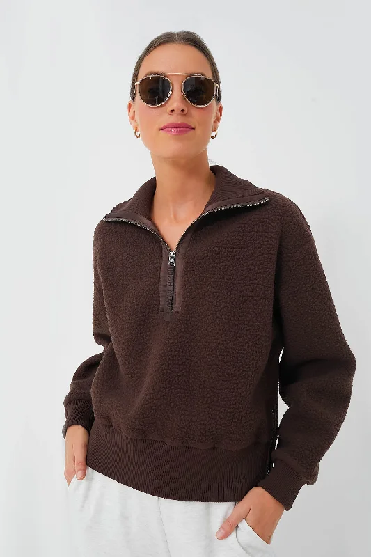Comfortable Tops Dark Truffle Roselle Half Zip Fleece