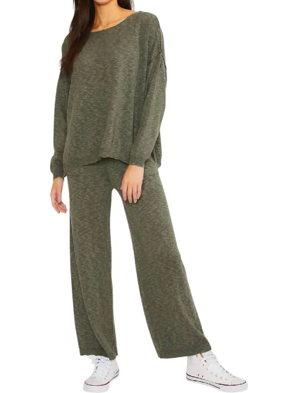 Sports And Leisure Sweater Top And Pants In Dark Olive