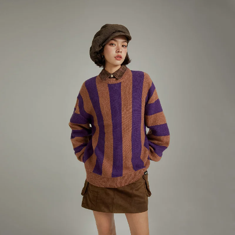 Cozy Chic Vintage Color Scheme Stripe Knit Sweater