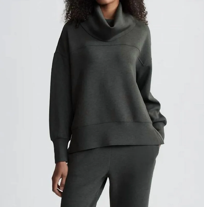 Sexy Fun Priya Longline Sweater Top In Olive Marl