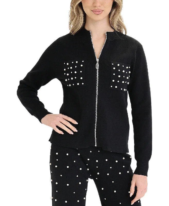 Design Trend Cardigan Sweater w/ Pearls & Rhinestones