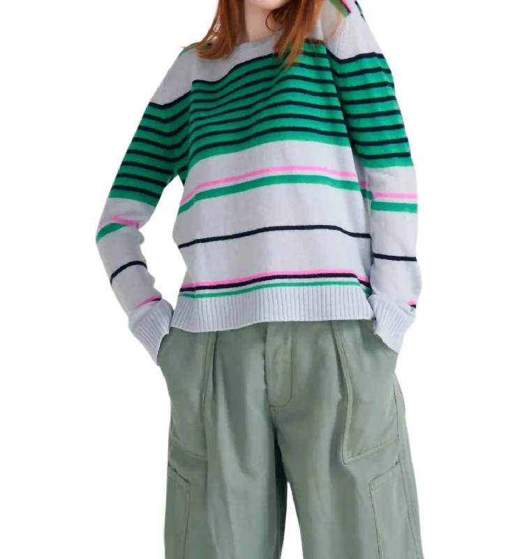 Unique Fashion Stripe Sweater In Green