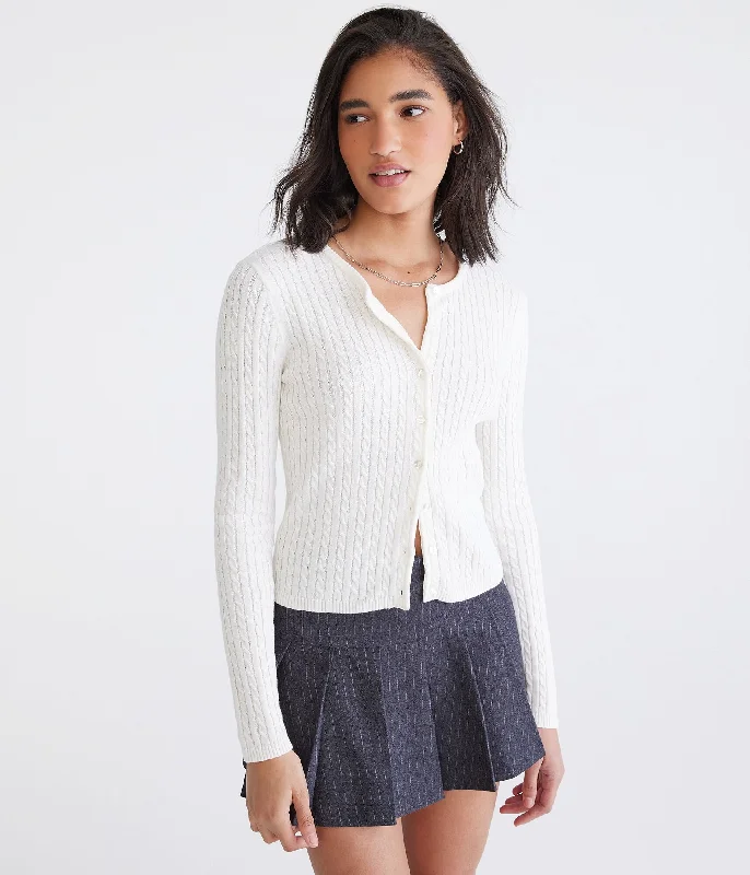 Relaxed Dresses Aeropostale Cable Knit Buttoned Crew Cardigan