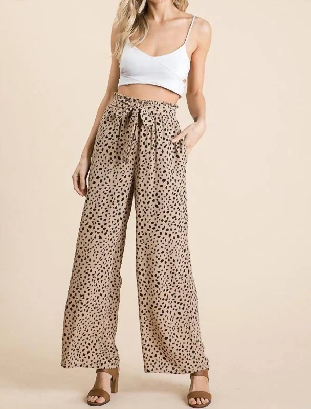 Celebrity Style Paperbag Pants In Leopard